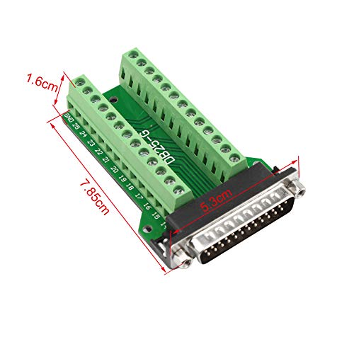 Futheda D-sub DB25 - G2 Male Port Breakout Board Connector Plug 25-pin 2-Row Male Port Solderless PCB Board RS232 to Terminal Signal Block Adapter with Thumb Screws - Image 4