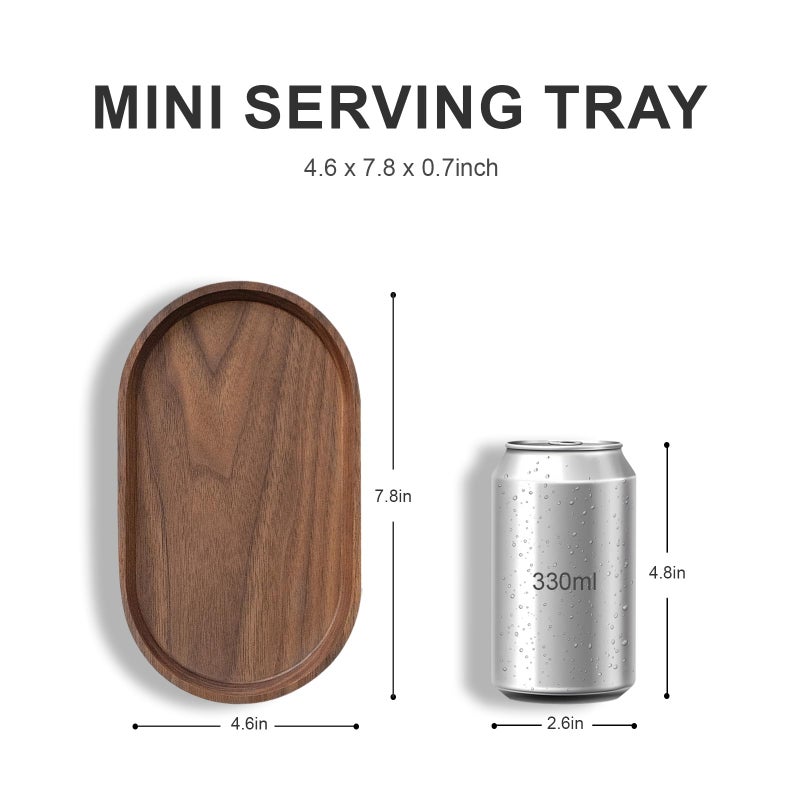 Vandroop Mini Serving Trays for Parties  Small Tray for Tea&Coffee  Oval Wooden Plates for Serving Food  Decorative Tray for Appetizer&Vegetables  Tray for Bathroom 7.8""?4.6"" (Walnut  Set of 2) - Image 3