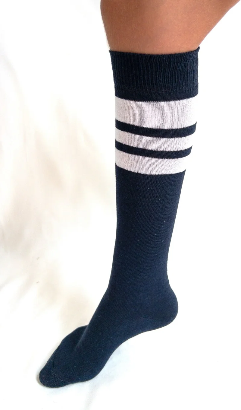 سيهو سوكس 4 Pairs Girls Women Mixed Striped Non-Slip Below Knee Middle School High School College School Socks