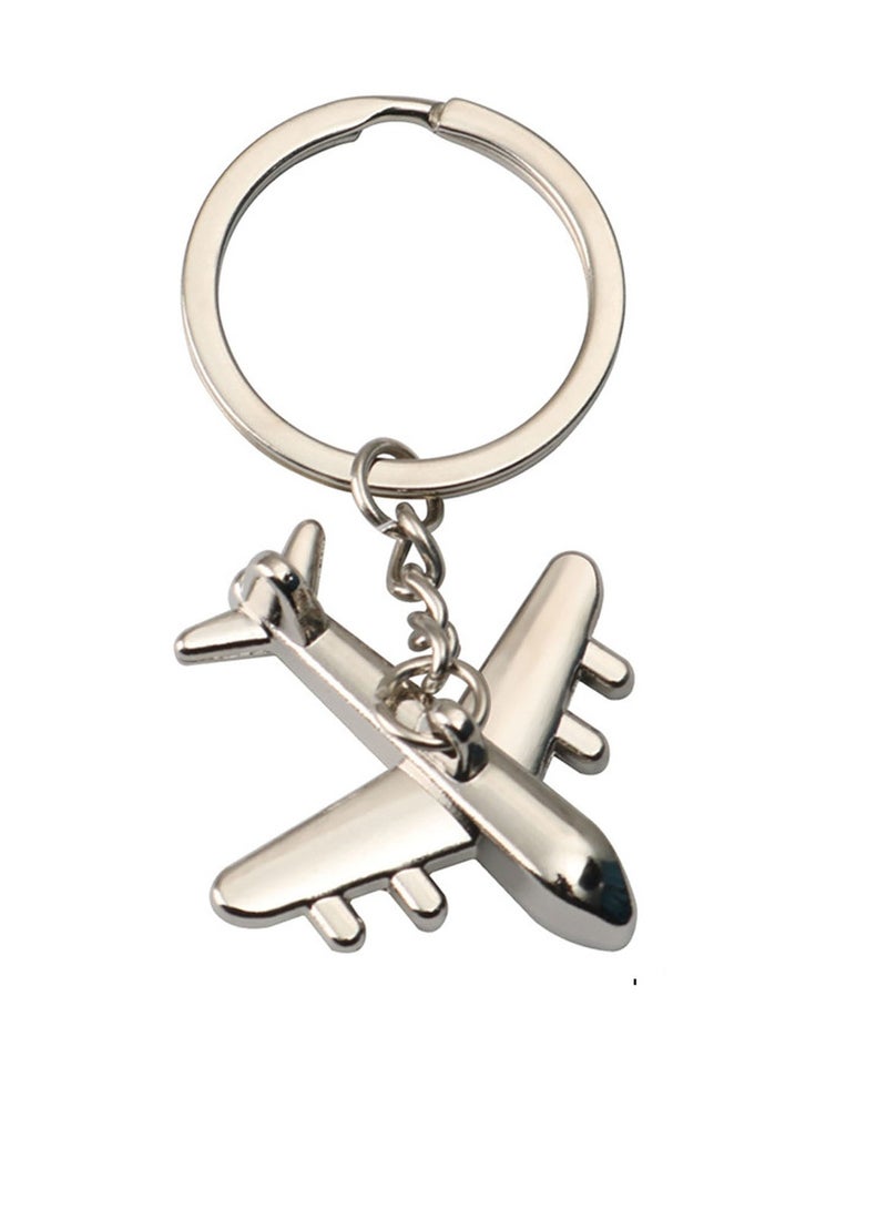 2 Pieces Metal Airplane Keychain Aircraft Key Chain Airplane Key Ring 3D Aircraft Pendant Keyring - Image 1