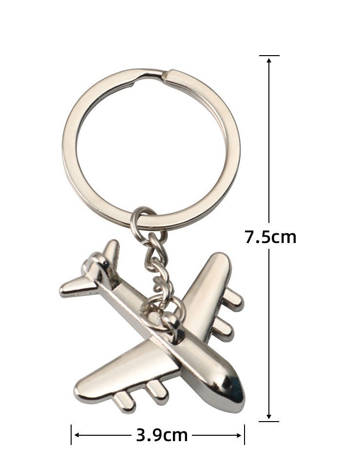 2 Pieces Metal Airplane Keychain Aircraft Key Chain Airplane Key Ring 3D Aircraft Pendant Keyring - Image 2