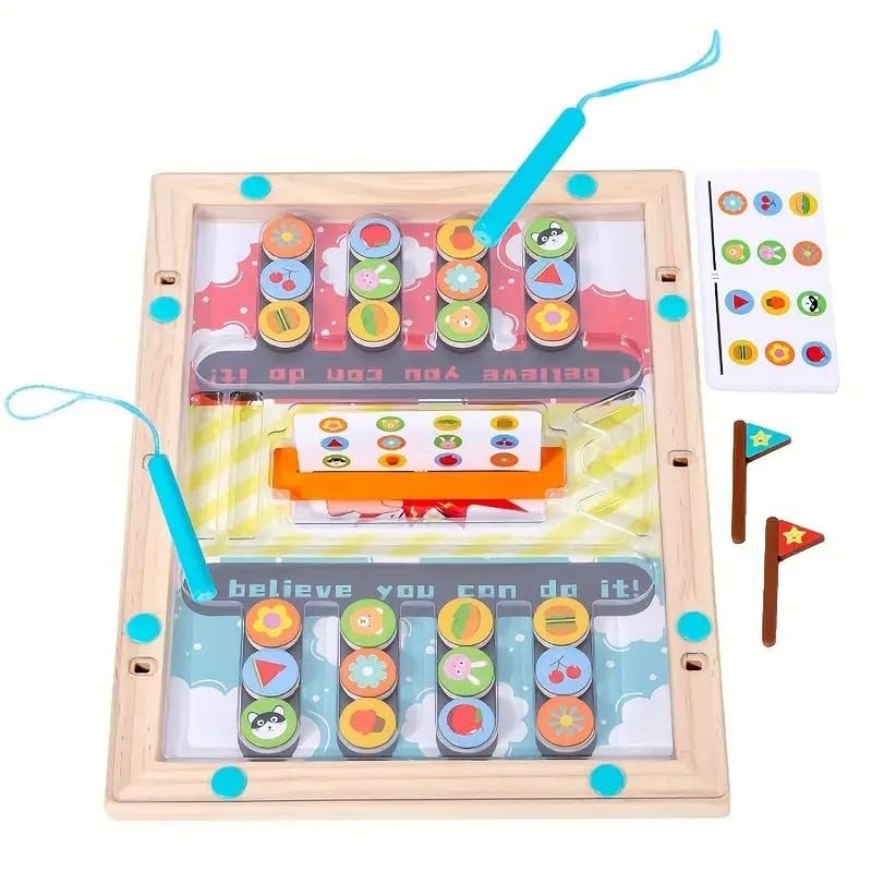 PLUSPOINT Battle Slide Puzzle Game Magnetic Maze Board Game Fine Motor Skill Fast Sorting Matching Toys Montessori Toy for Kids Table Top Learning Activity Board for Kids Boys and Girls - Image 2