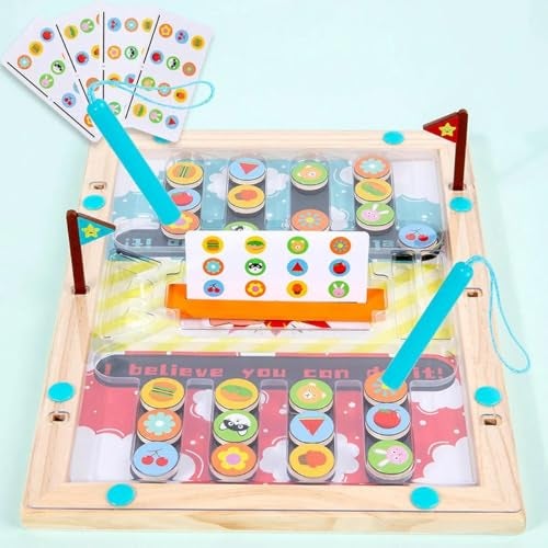 PLUSPOINT Battle Slide Puzzle Game Magnetic Maze Board Game Fine Motor Skill Fast Sorting Matching Toys Montessori Toy for Kids Table Top Learning Activity Board for Kids Boys and Girls - Image 1