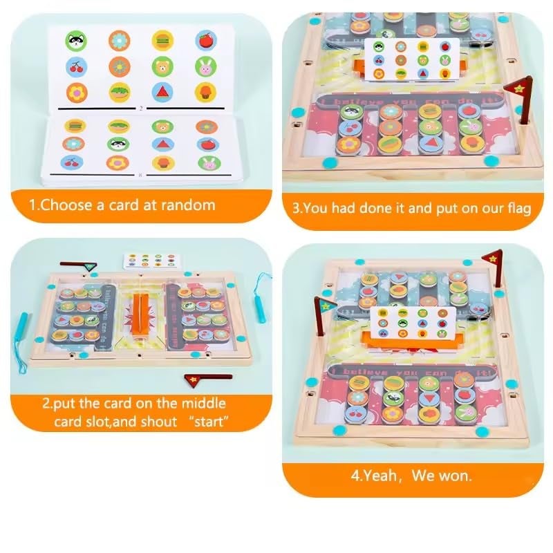 PLUSPOINT Battle Slide Puzzle Game Magnetic Maze Board Game Fine Motor Skill Fast Sorting Matching Toys Montessori Toy for Kids Table Top Learning Activity Board for Kids Boys and Girls - Image 3