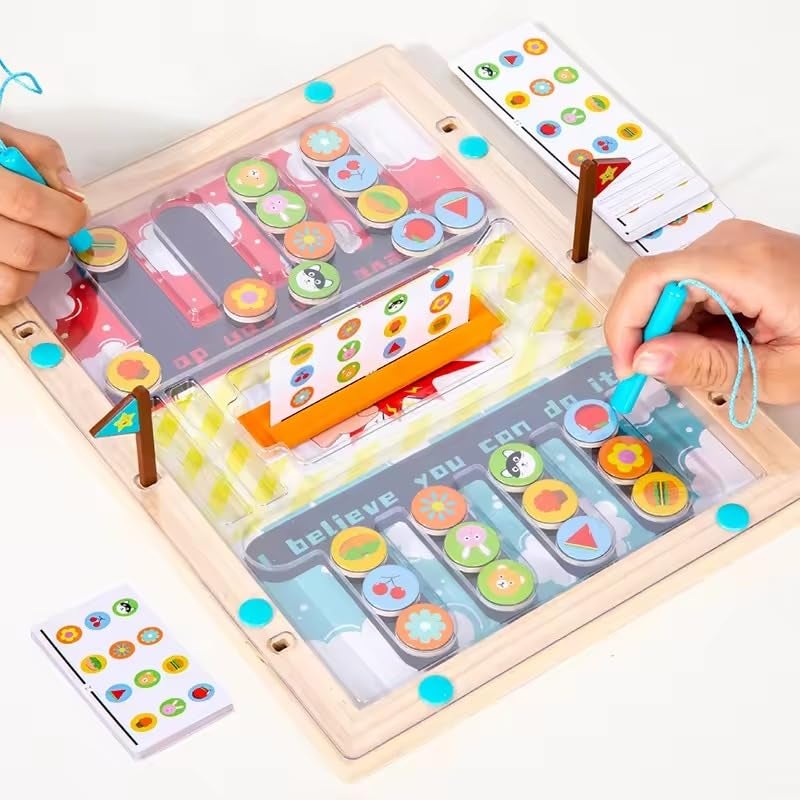 PLUSPOINT Battle Slide Puzzle Game Magnetic Maze Board Game Fine Motor Skill Fast Sorting Matching Toys Montessori Toy for Kids Table Top Learning Activity Board for Kids Boys and Girls - Image 4