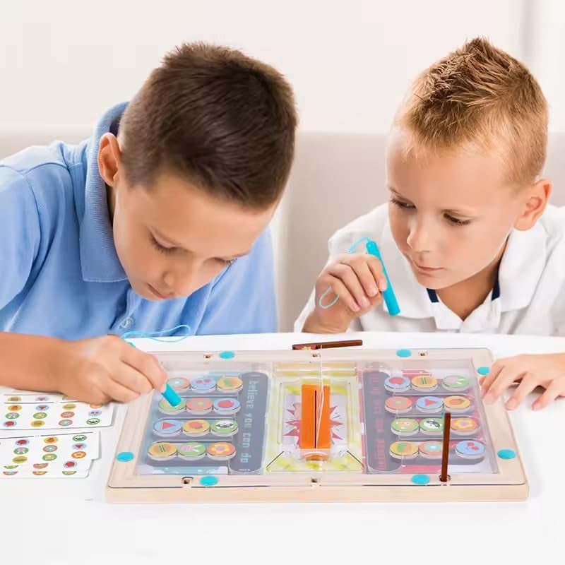 PLUSPOINT Battle Slide Puzzle Game Magnetic Maze Board Game Fine Motor Skill Fast Sorting Matching Toys Montessori Toy for Kids Table Top Learning Activity Board for Kids Boys and Girls - Image 5