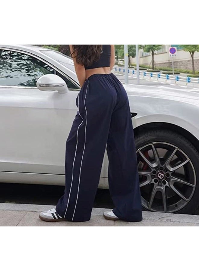 XPONNI Track Pants Women Baggy Pants Y2k Pants Parachute Pants for Women Y2K Clothing (Navy,XS,X-Small)  - Image 2