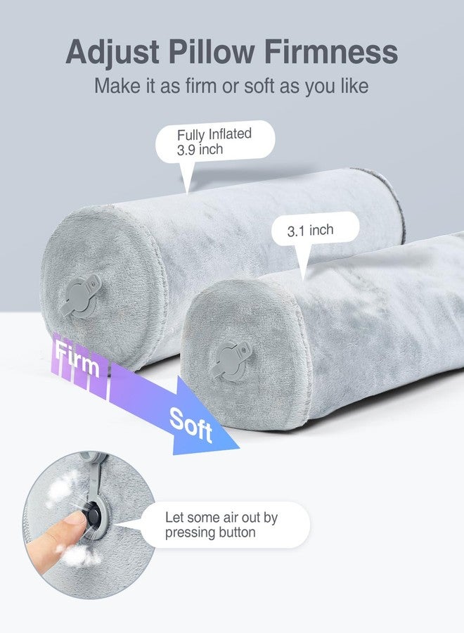 لوكس تيود وسادة لوكستود القابلة للنفخ للرقبة للنوم، وسادة سفر للرقبة لتخفيف آلام الرقبة، وسائد دعم أسطوانية، وسائد دائرية للسرير، وسادة للفقرات القطنية، للساقين، الظهر واليوغا (رمادي - 3.9 بوصة) - Image 3