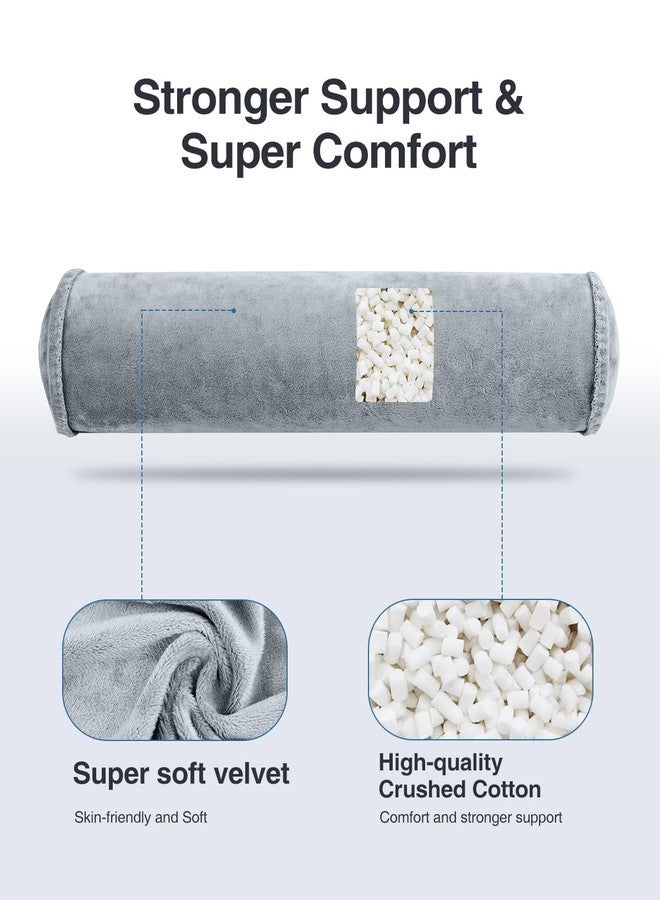 لوكس تيود وسادة لوكستود القابلة للنفخ للرقبة للنوم، وسادة سفر للرقبة لتخفيف آلام الرقبة، وسائد دعم أسطوانية، وسائد دائرية للسرير، وسادة للفقرات القطنية، للساقين، الظهر واليوغا (رمادي - 3.9 بوصة) - Image 5