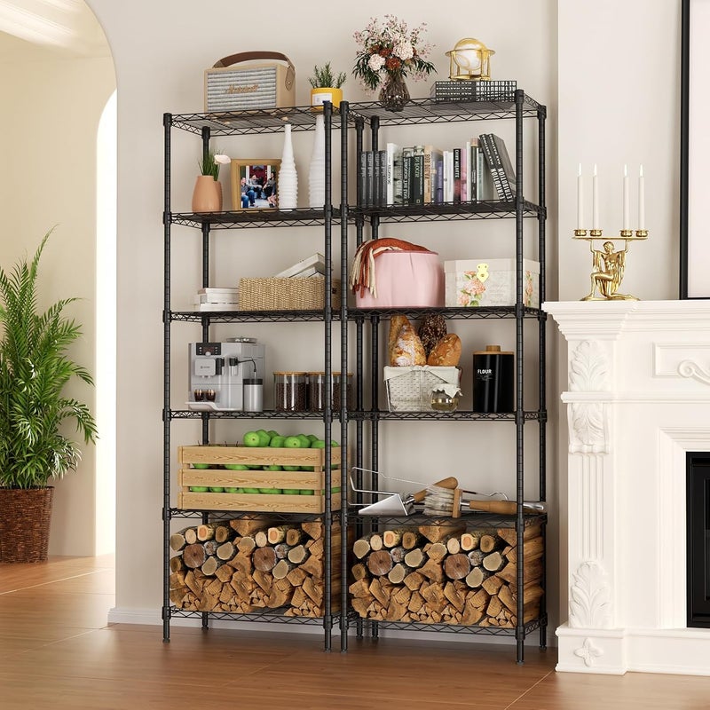 SINGAYE 6 Tier Adjustable Storage Shelf Wire Shelving Unit Metal Shelves Standing Closet Bathroom Organizers Pantry Kitchen Garage Laundry Room Organization Home Rack 21.5" W X 11.5D X 69 "H Black - Image 1