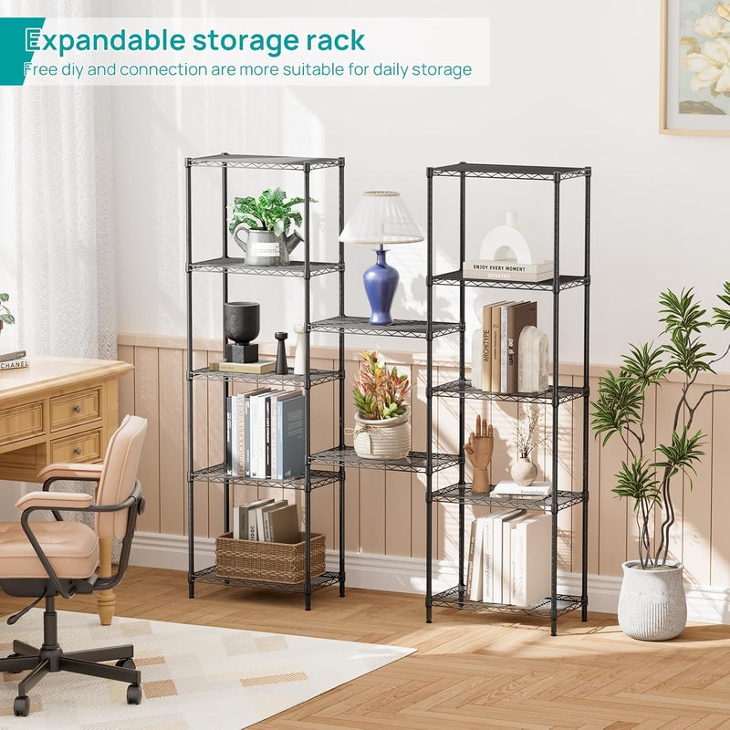 SINGAYE 6 Tier Adjustable Storage Shelf Wire Shelving Unit Metal Shelves Standing Closet Bathroom Organizers Pantry Kitchen Garage Laundry Room Organization Home Rack 21.5" W X 11.5D X 69 "H Black - Image 4