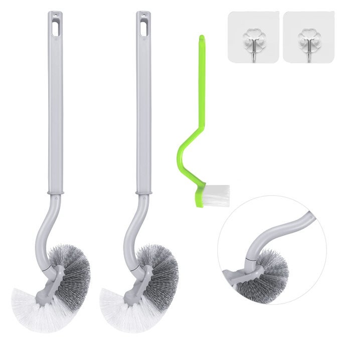 2PCS CURVED TOILET BOWL BRUSH WITHOUT HOOKS GREEN