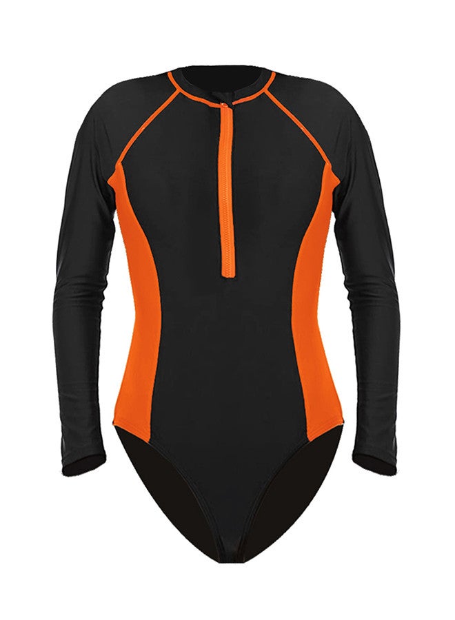 MARGOUN Long Sleeve One-Piece Swimsuit Front Zipper Bathing Suit Slim Fit Beachwear Push-up Swim Suit Surfing Swimming Suit Rashguard Surfing Wear Zipper Bikini M0039  - Image 1