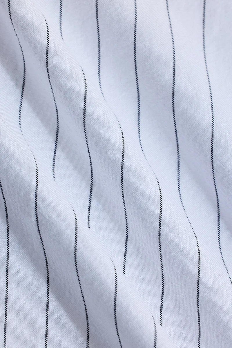 SNITCH White Stripes Regular Fit Plus Size Shirt