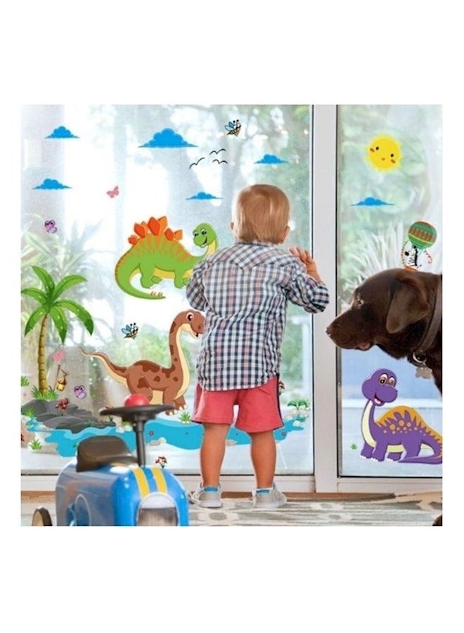 Dinosaur Wall Stickers Dinosaur Nursery Wall Decals Removable Woodland Dinosaur Wall Stickers Tropical Plants Stickers Cartoon Wall Decals Mountain Wall Decals Sticker Multicolour - Image 4