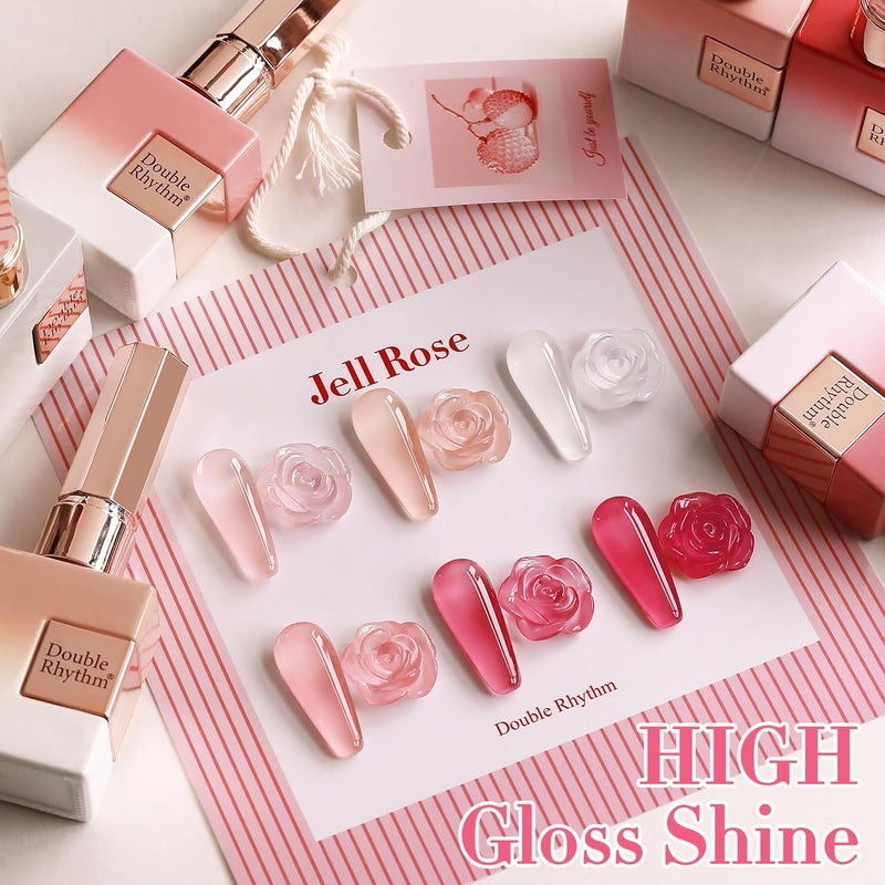 Double Rhythm 6 Pcs 15 ML Gel Polish Set Same Color Same Bottle Soak Off Gel Polish Kit Nail Art Manicure Salon DIY at Home for Women (Milky White Jelly Pink Nude Peach-T6-24) - Image 4