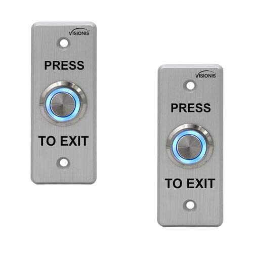 Visionis 2 Pack FPC-7531 VIS-7008 Indoor Outdoor Weather, Waterproof IP65 Stainless Steel Door Bell Type Round Request to Exit Button Slim Size Door Access Control with LED Light NC COM NO Outputs - Image 1