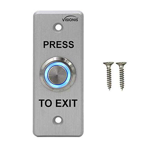 Visionis 2 Pack FPC-7531 VIS-7008 Indoor Outdoor Weather, Waterproof IP65 Stainless Steel Door Bell Type Round Request to Exit Button Slim Size Door Access Control with LED Light NC COM NO Outputs - Image 3