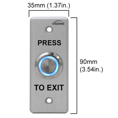 Visionis 2 Pack FPC-7531 VIS-7008 Indoor Outdoor Weather, Waterproof IP65 Stainless Steel Door Bell Type Round Request to Exit Button Slim Size Door Access Control with LED Light NC COM NO Outputs - Image 2