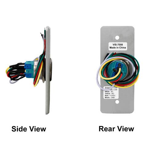 Visionis 2 Pack FPC-7531 VIS-7008 Indoor Outdoor Weather, Waterproof IP65 Stainless Steel Door Bell Type Round Request to Exit Button Slim Size Door Access Control with LED Light NC COM NO Outputs - Image 4