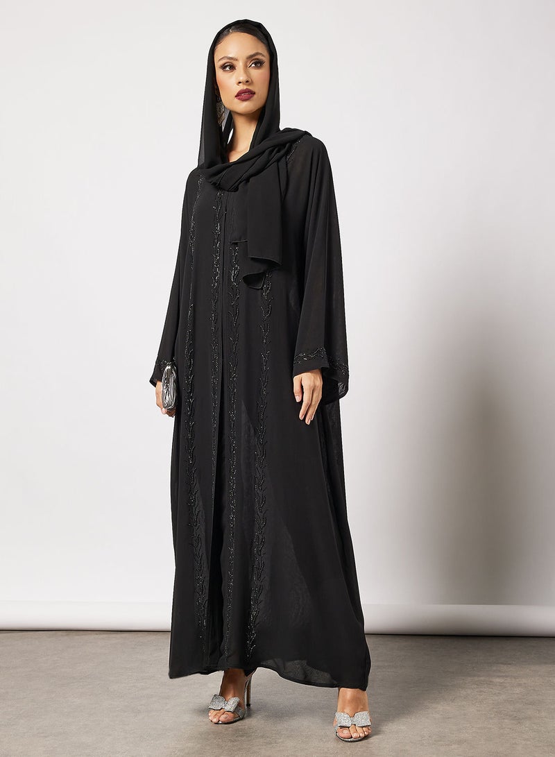 حياة عباية مزينة بقماش مخيط يدوياً - Image 4