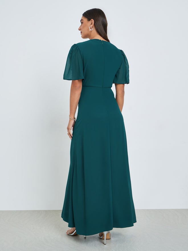 Styli Teal Sequined Yoke A-Line Maxi Dress - Image 5
