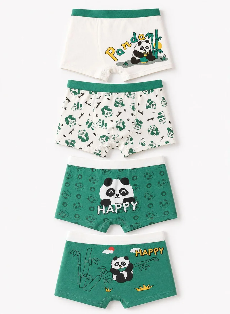 بيبي كلو Boys Cotton Panda Print Boxers Pack of 4