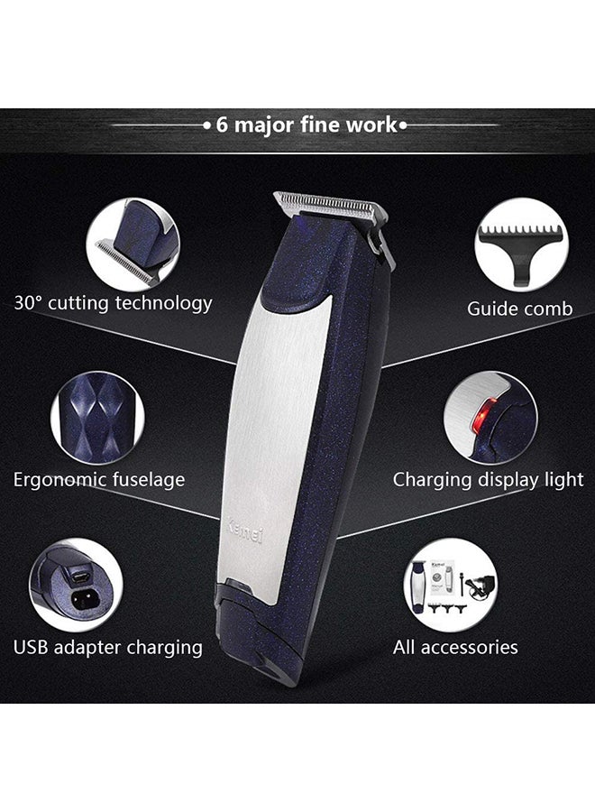 Kemei KM-5021 3 In 1 Rechargeable Trimmer & Clipper Blue/Silver 18.2 x 6 x 14cm - Image 5