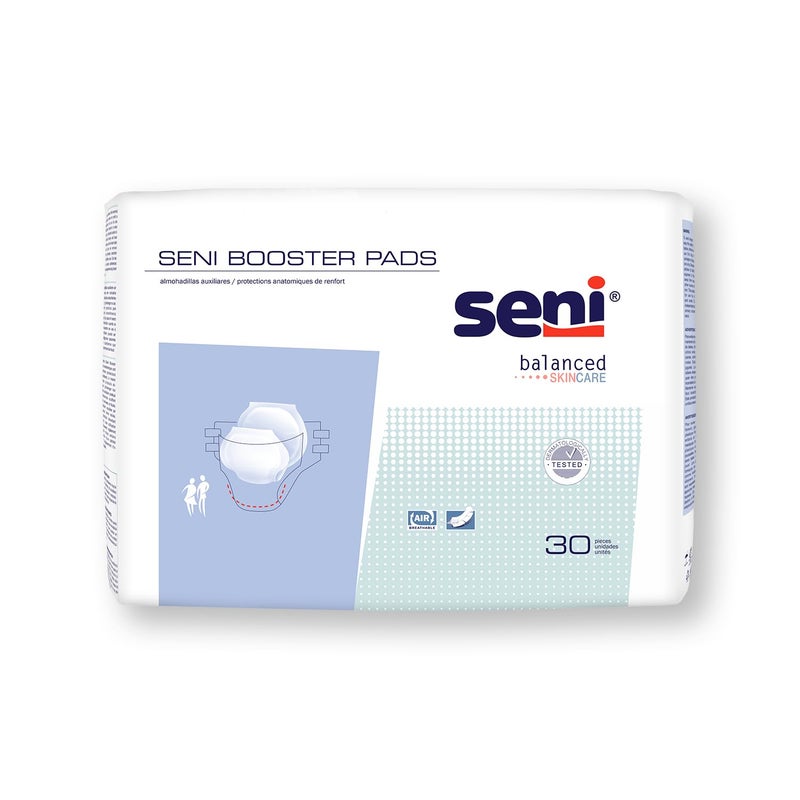 Seni Unisex Incontinence Booster Pad 25 Length 120 Count 4 Packs of 30 Enhances Absorbency of Adult Briefs and Underwear Super Absorbent Core for Men and Women