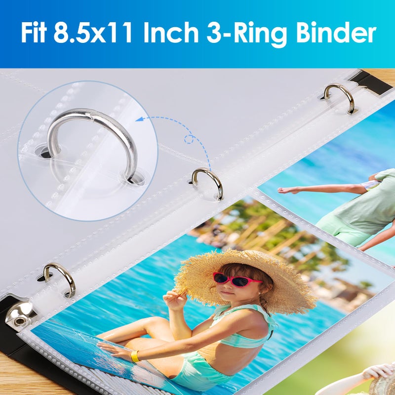 MaxGear 30 Pack 4x6 Photo Sleeves for 3 Ring Binder (180 Pictures), Heavy-Duty Archival Page Protectors, 3-Pocket Clear Photo Album Refill Pages, Plastic Seed Binder Pages 8.5x11, Postcard Sleeves - Image 3