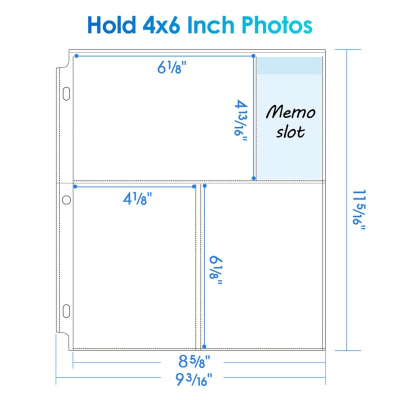 MaxGear 30 Pack 4x6 Photo Sleeves for 3 Ring Binder (180 Pictures), Heavy-Duty Archival Page Protectors, 3-Pocket Clear Photo Album Refill Pages, Plastic Seed Binder Pages 8.5x11, Postcard Sleeves - Image 5