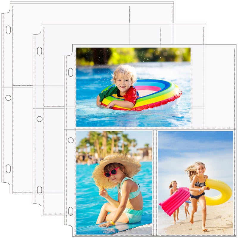 MaxGear 30 Pack 4x6 Photo Sleeves for 3 Ring Binder (180 Pictures), Heavy-Duty Archival Page Protectors, 3-Pocket Clear Photo Album Refill Pages, Plastic Seed Binder Pages 8.5x11, Postcard Sleeves - Image 1