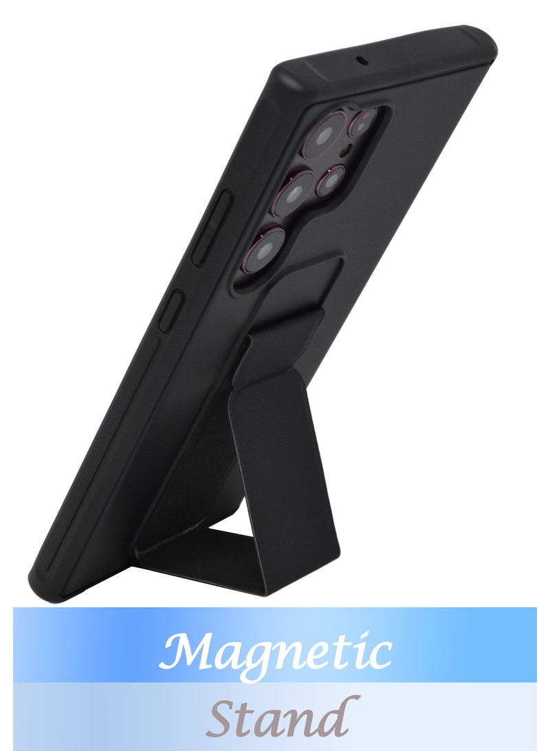 BORTONY Galaxy S23 Ultra with Magnetic Stand & Holder, Premium Silicone Hand Strap Grip, Car Mount Kickstand And Finger Grip Case Cover For Samsung Galaxy S23 Ultra - Image 3