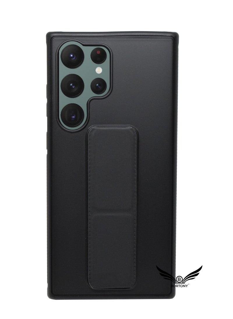 BORTONY Galaxy S23 Ultra with Magnetic Stand & Holder, Premium Silicone Hand Strap Grip, Car Mount Kickstand And Finger Grip Case Cover For Samsung Galaxy S23 Ultra - Image 1