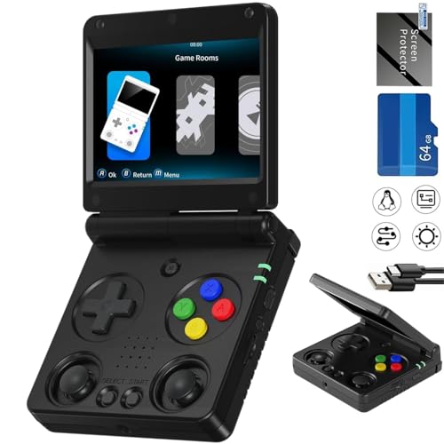 Aivuidbs Flip Retro Handheld Game Console Retro Gaming Console with 64G Preloaded 5532 Games3300 mAh Battey Portable Clamshell Games Consoles Supports 5G WiFi Bluetooth HDMI 30 Simulators RG34XXSP - Image 1