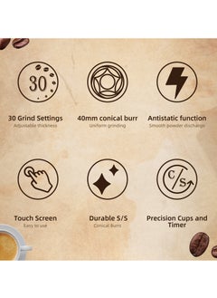 Biolomix 12-Cups Electric Coffee Grinder with 30 Gears Precise Settin, 2-in-1 Stainless Steel Coffee Grinder, LCD Screen and Large Capacity for Turkish/Espresso/Mocha/Drip/Pour Over/French Press  - Image 5