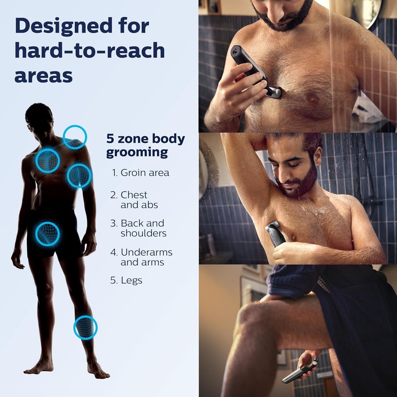 نوريلكو ماكينة تشذيب الجسم والشارب من Philips Series 5000، مقاومة للماء، مخصصة للرجال، مع إضافة لتشذيب الظهر، رقم المنتج: BG5025/40 - Image 2