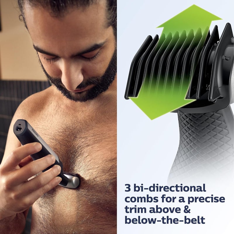 نوريلكو ماكينة تشذيب الجسم والشارب من Philips Series 5000، مقاومة للماء، مخصصة للرجال، مع إضافة لتشذيب الظهر، رقم المنتج: BG5025/40 - Image 4