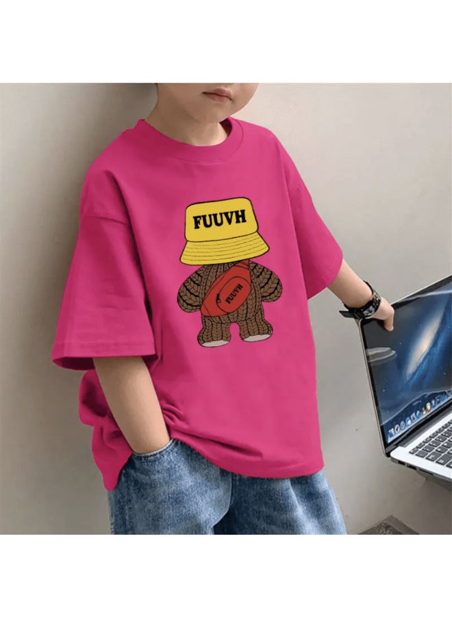 100% Cotton Boys' Summer Short-sleeved T-shirt New Style Summer Children's Base Shirt Boy's Pure Cotton Top Western Style Children's Wear