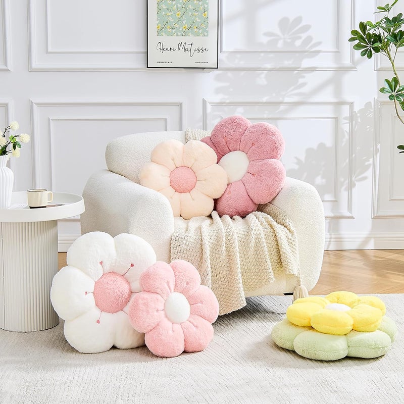 VBGYA Flower Pillow Cute Flower Shaped Pillows Decorative Daisy Pillow for Bed Aesthetic Home Decor Floral Throw Pillows Floor Seating Cushion (Beige, Small-14.9 Inch) - Image 4
