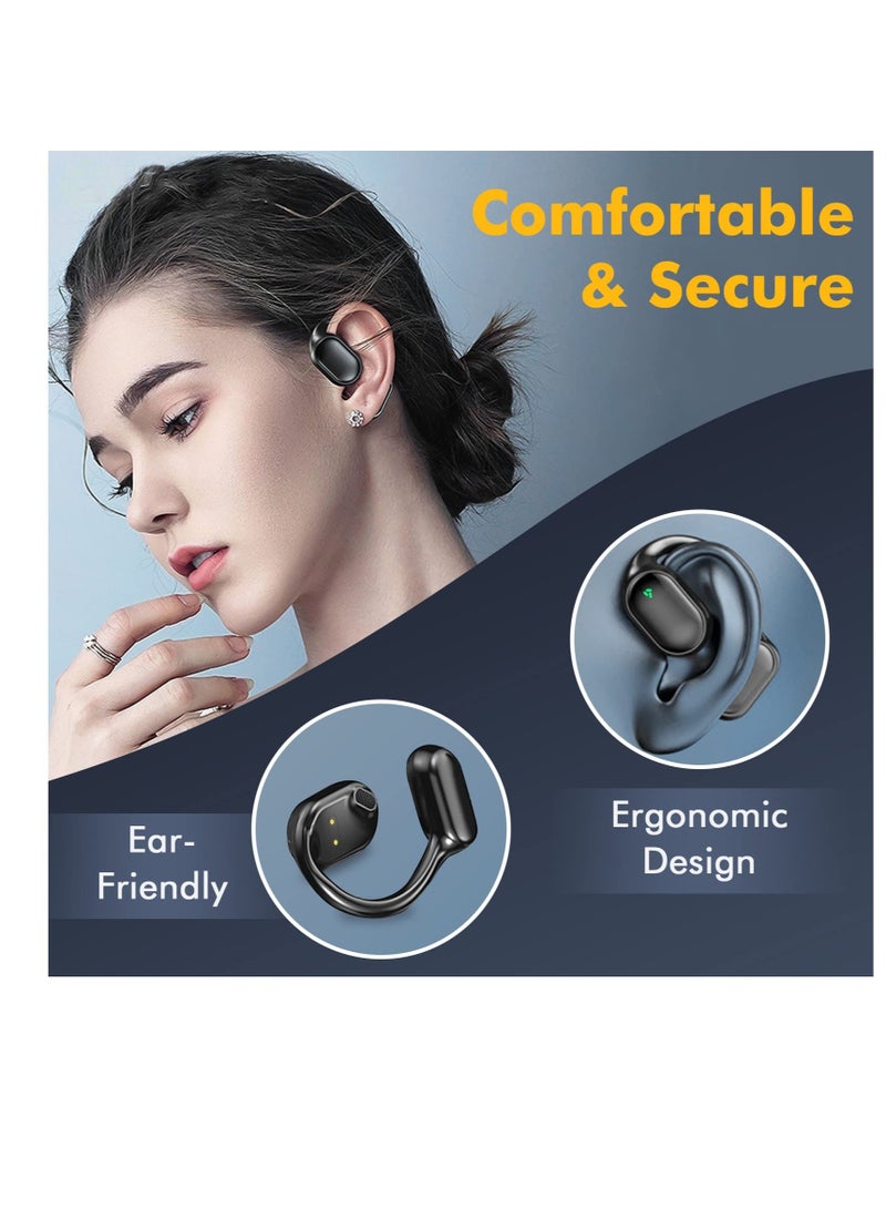 Bluetooth Wireless Earbuds with Charging Case, Bone-conduction Over-Ear Headphones, Noise Cancelling Mic, IP5 Waterproof for Sports and Running - Image 2
