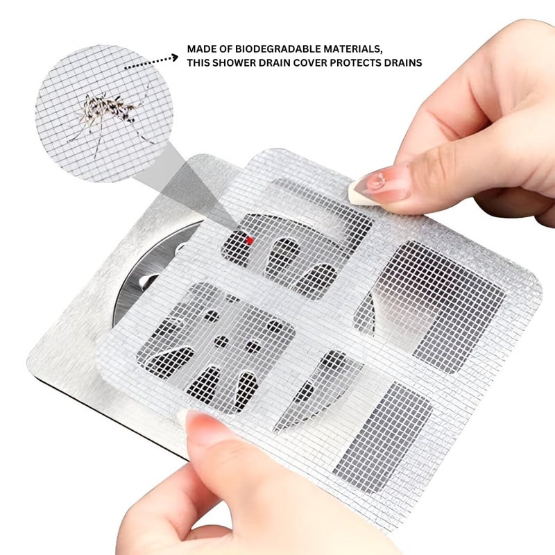 NETFLY MOSQUITO NET Netfly Large Upgraded Drain Cover Hair Catcher Disposable Waterproof Drain Guard Mesh Stickers Drainage Jali Shower Drain Cover for Bathroom Floor Sink Bathtub (4 Inch x 4 Inch) (Pack of 5)  - Image 5