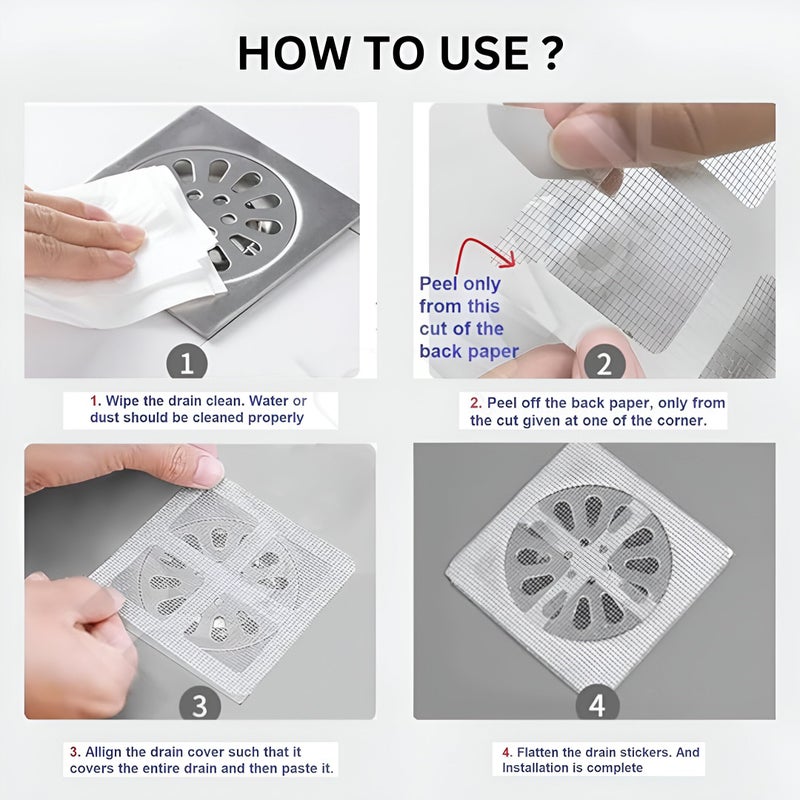 NETFLY MOSQUITO NET Netfly Large Upgraded Drain Cover Hair Catcher Disposable Waterproof Drain Guard Mesh Stickers Drainage Jali Shower Drain Cover for Bathroom Floor Sink Bathtub (4 Inch x 4 Inch) (Pack of 5)  - Image 4