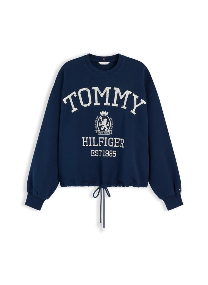 TOMMY HILFIGER Crest Logo Drawstring Hem Relaxed Sweatshirt - Image 5