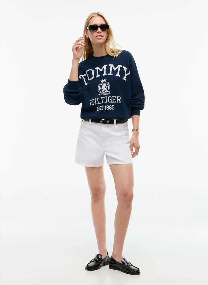 Tommy Hilfiger Dark Night Navy Crest Logo Drawstring Hem Relaxed Sweatshirt for Women | Best Price UAE