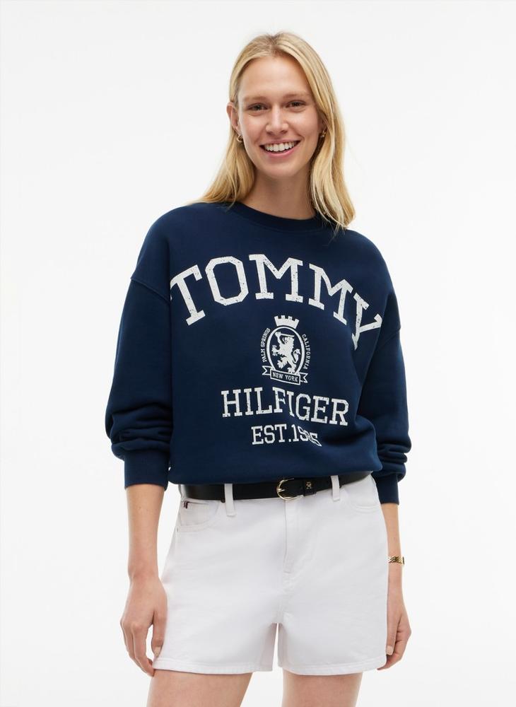 TOMMY HILFIGER Crest Logo Drawstring Hem Relaxed Sweatshirt - Image 1
