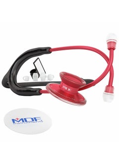 MDF Instruments MDF Instruments, Acoustica Lightweight Stethoscope for Doctors, Nurses, Students, Home Health Use, Adult, Dual Head, Black Tube, Red Chestpiece-Headset, MDF747XPR11  - Image 1