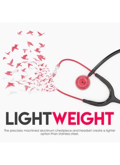 MDF Instruments MDF Instruments, Acoustica Lightweight Stethoscope for Doctors, Nurses, Students, Home Health Use, Adult, Dual Head, Black Tube, Red Chestpiece-Headset, MDF747XPR11  - Image 3