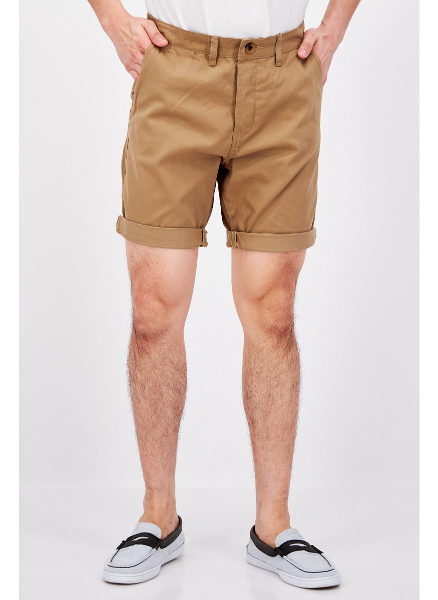 Threadbare - Men Regular Fit Solid Basic Short, Tan - Image 1