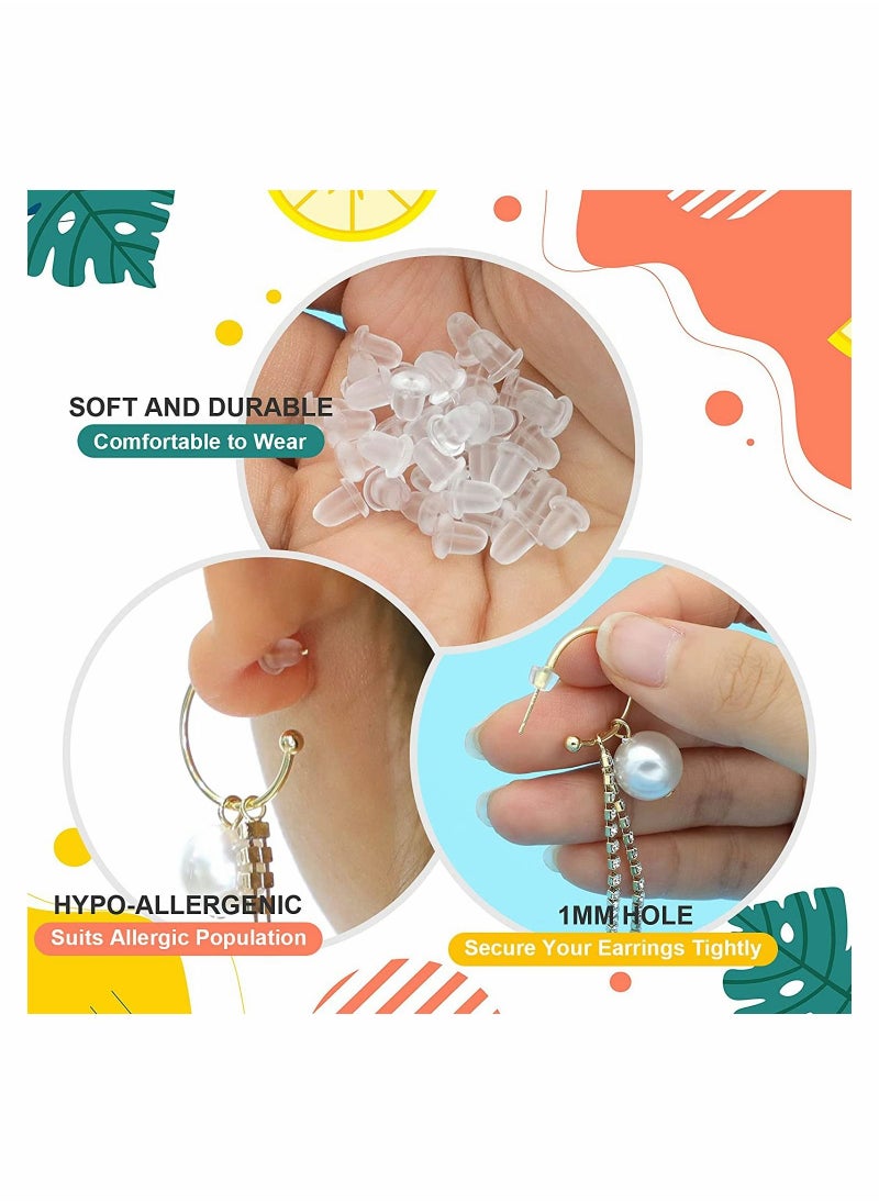 KASTWAVE Silicone Clear Earring Backs, Soft Safety Rubber Earring Backs Stoppers 4 Styles, Each Style Sold by 200 Pcs  - Image 2